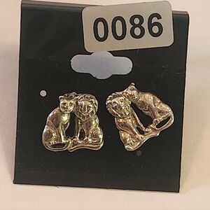 Sterling silver Lion earrings signed wts 925